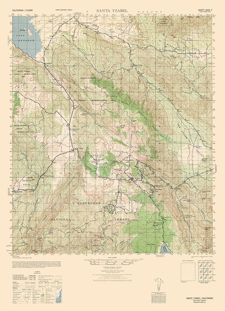 Santa Ysabel Sheet - US Army 1943
