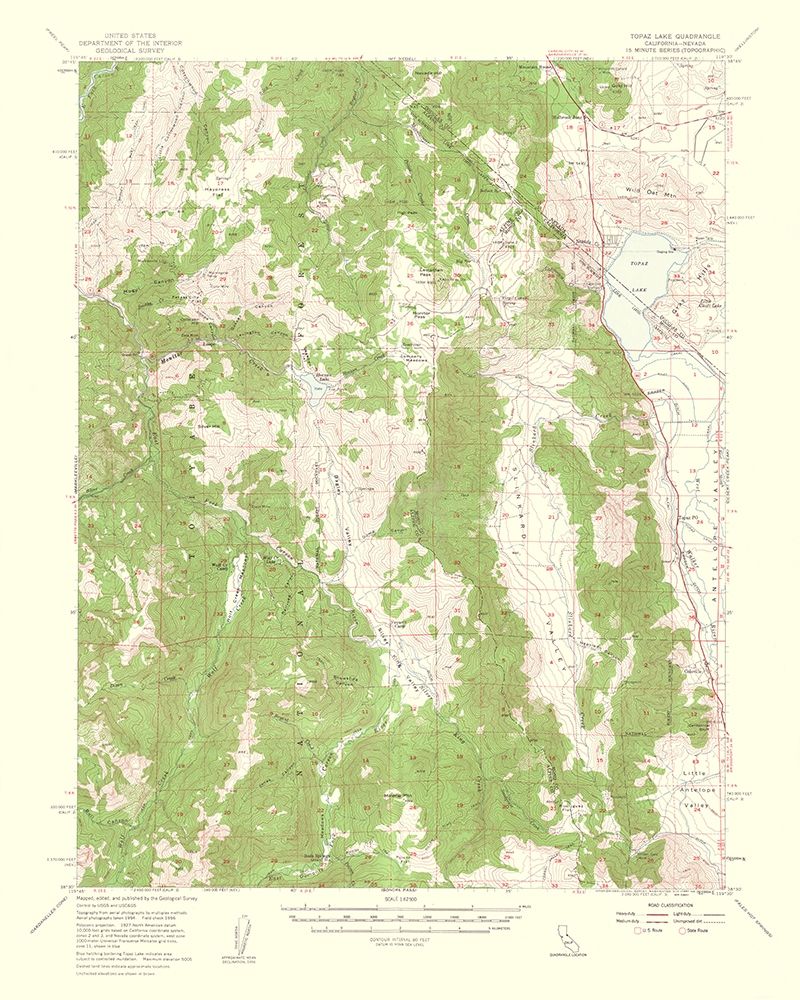 Topaz Lake California Nevada Quad - USGS 1956