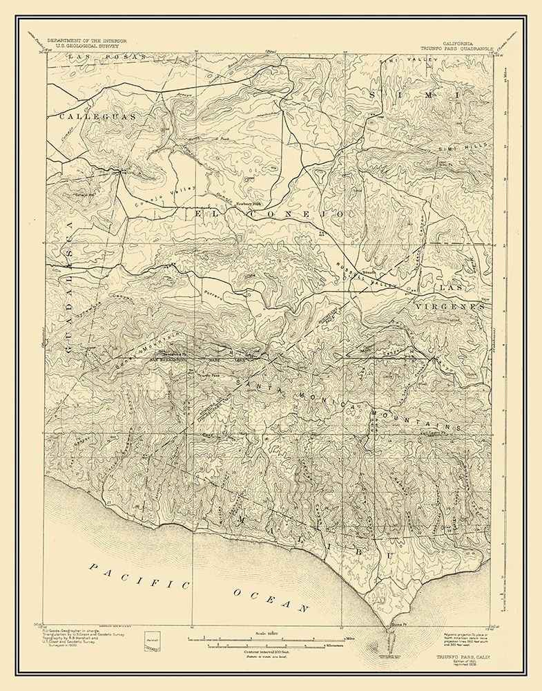 Triunfo Pass California Quad - USGS 1921