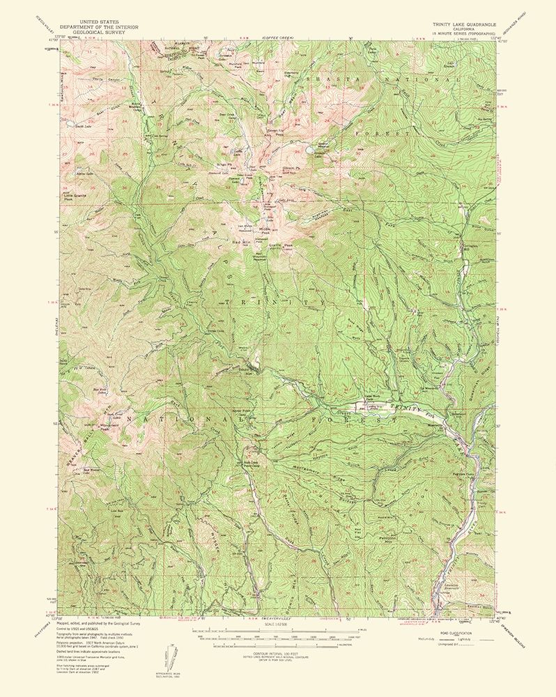 Trinity Lake California Quad - USGS 1956