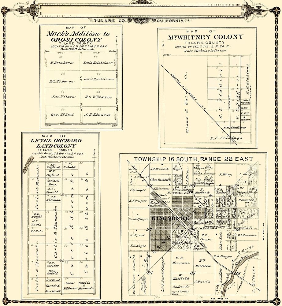 Tulare  Colonies California - Thomas 1892