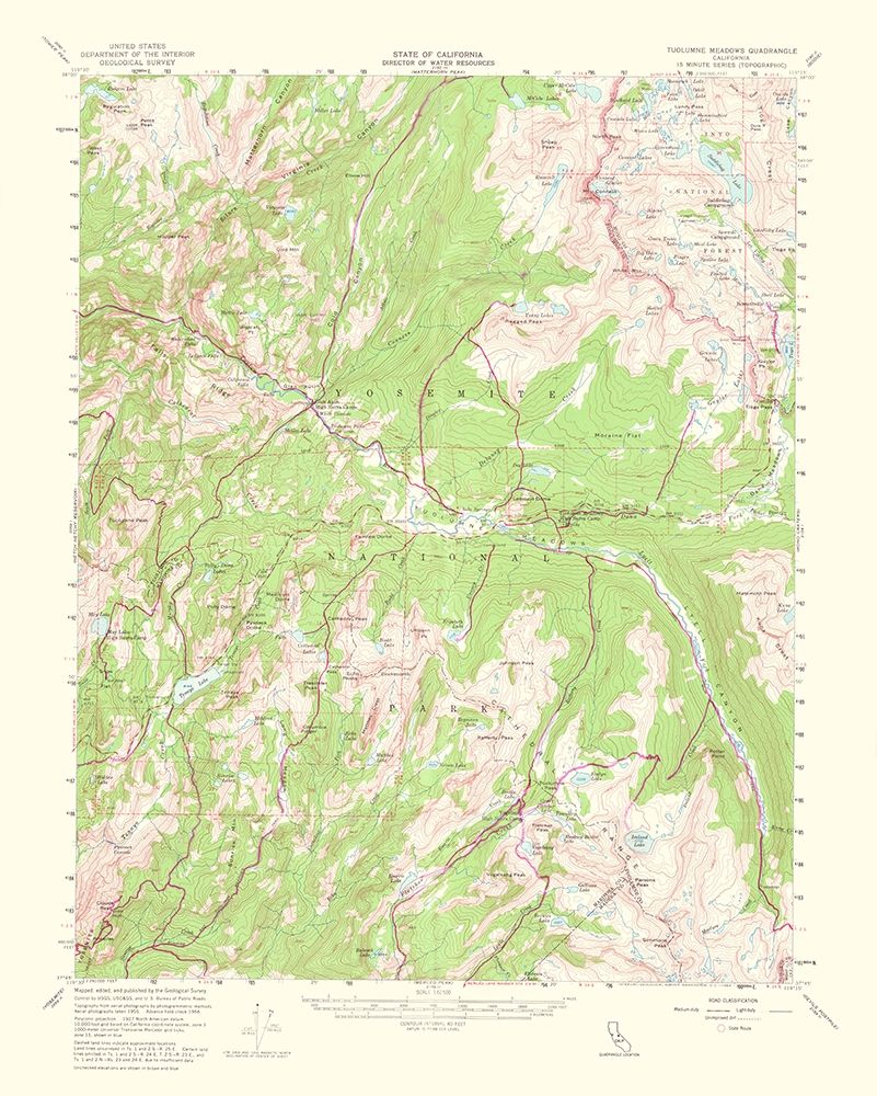 Tuolumne Meadows California Quad - USGS 1956