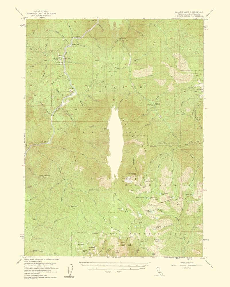 Ukonom Lake California Quad - USGS 1956