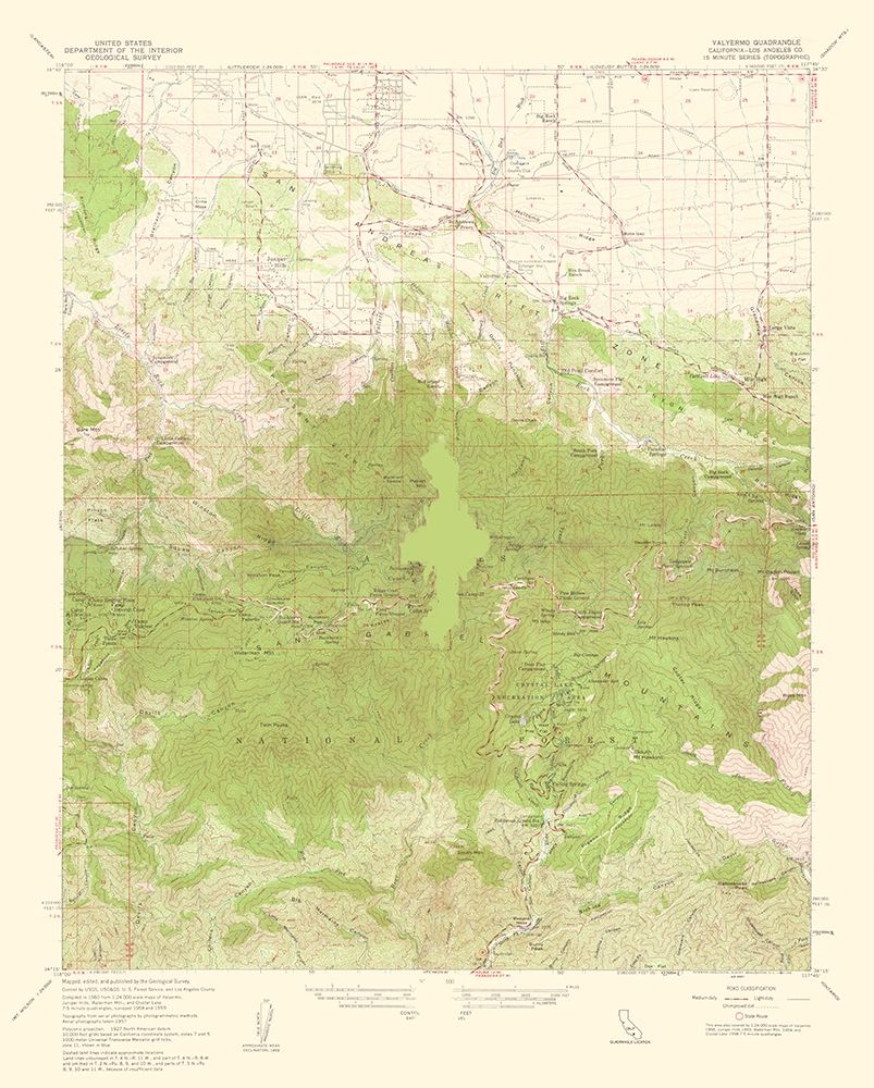 Valyermo California Quad - USGS 1960