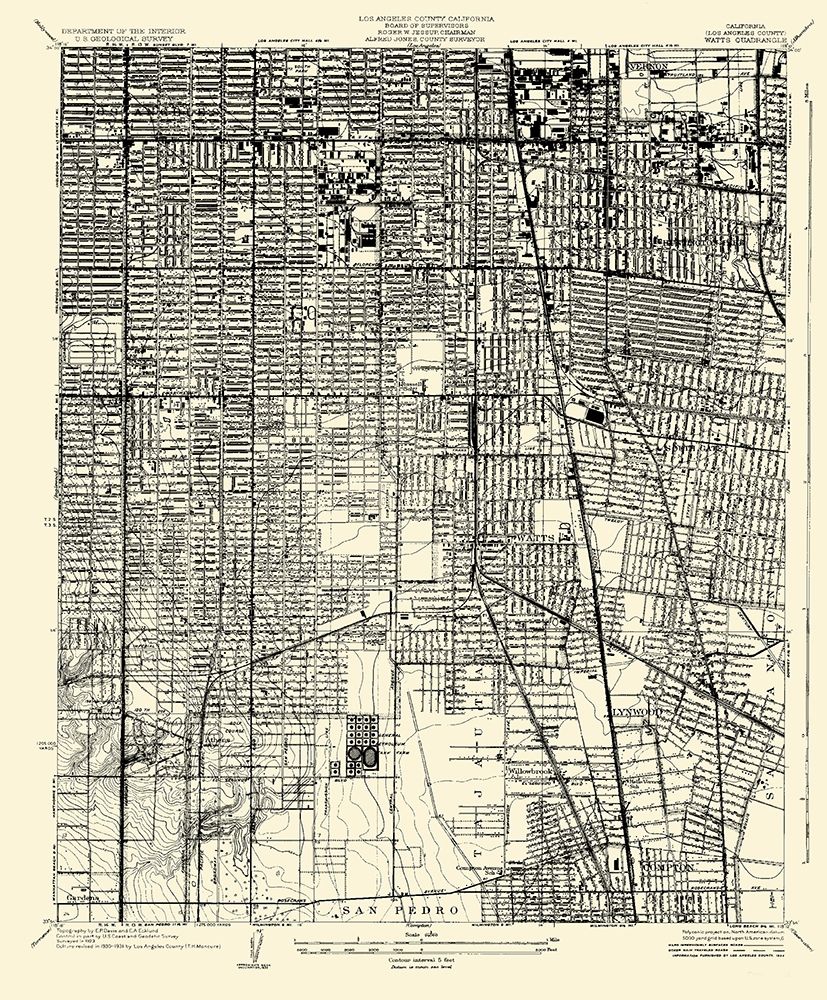 Watts California Quad - USGS 1934