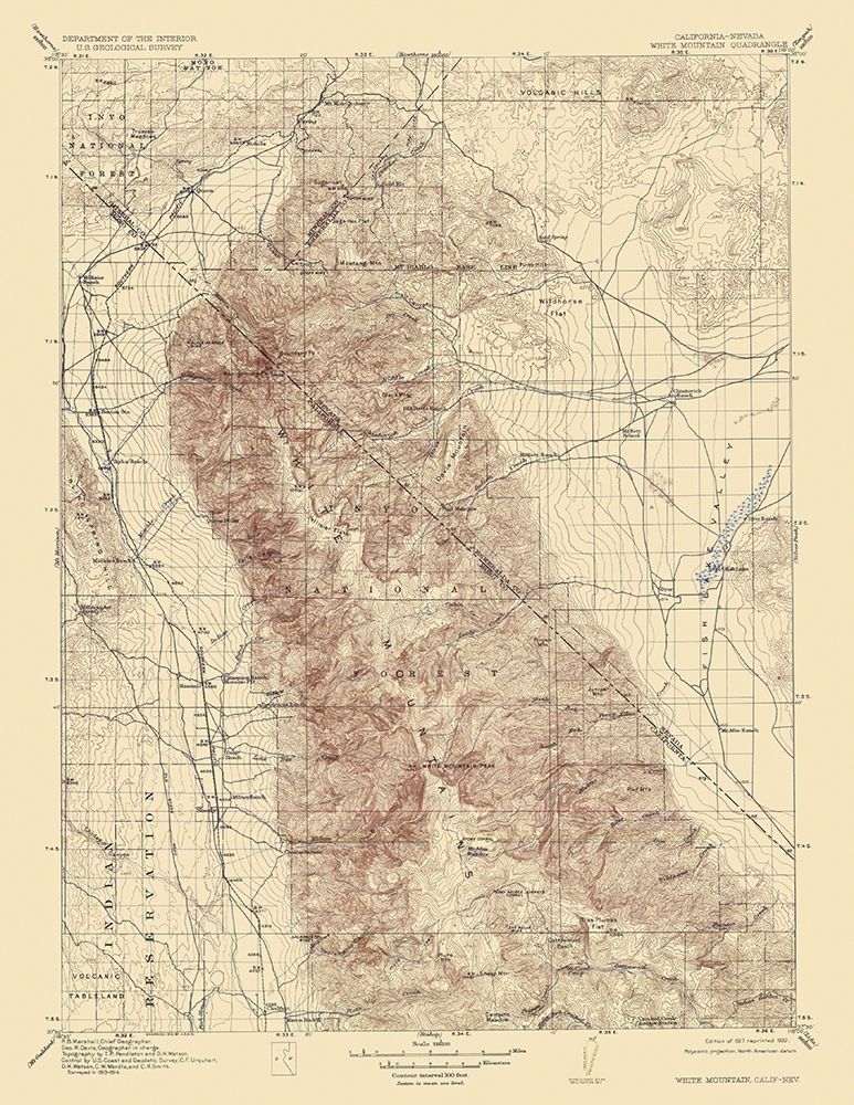 White Mountain California Nevada Quad - USGS 1917