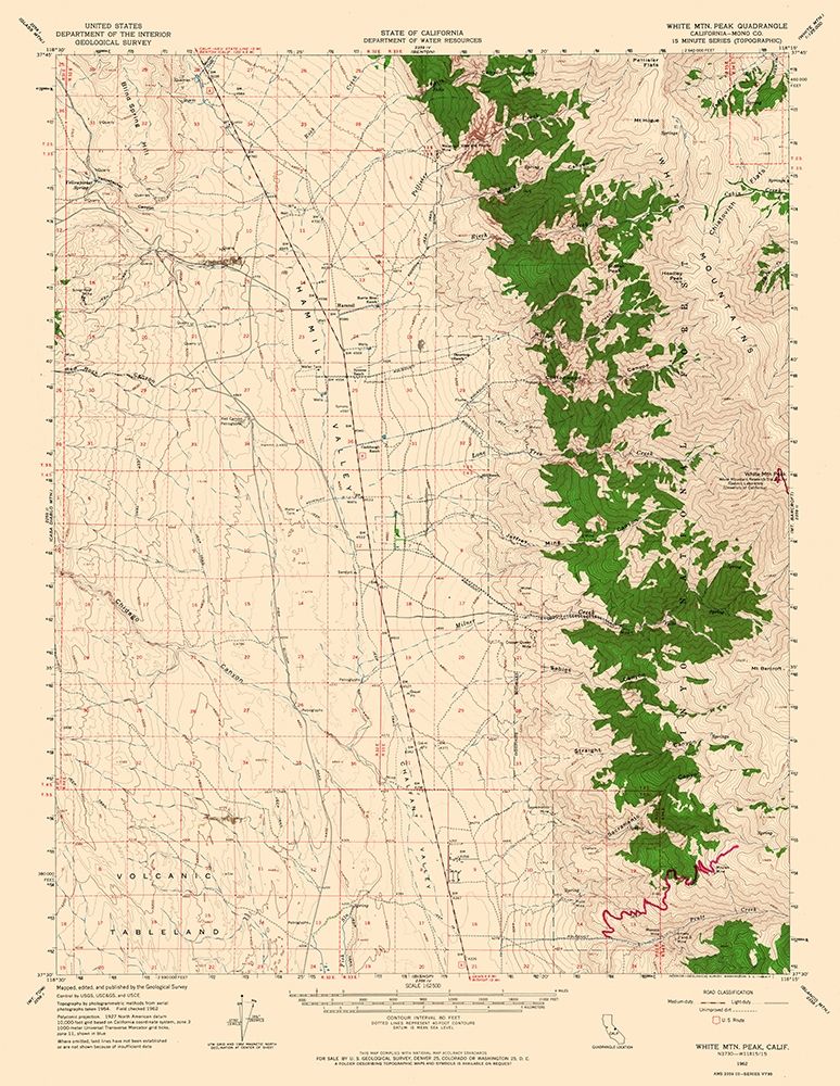 White Mountain Peak California Quad - USGS 1962