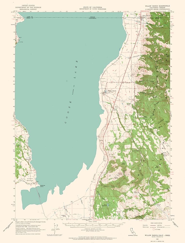 Willow Ranch California Quad - USGS 1962