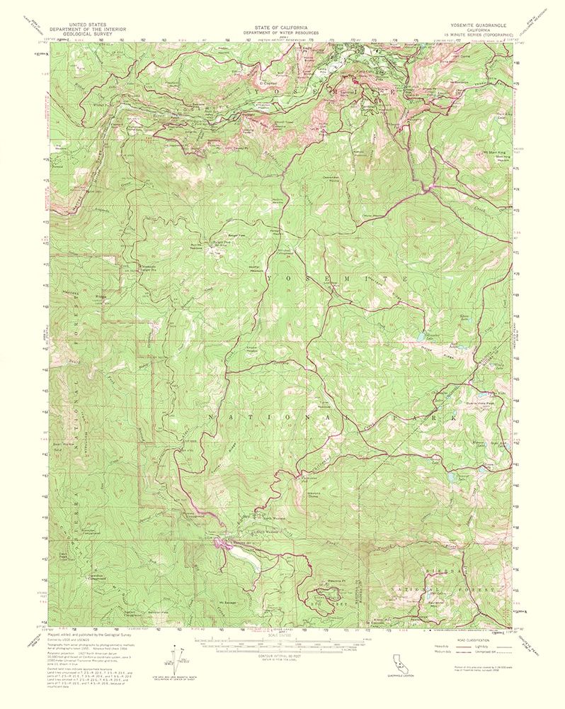Yosemite California Quad - USGS 1956