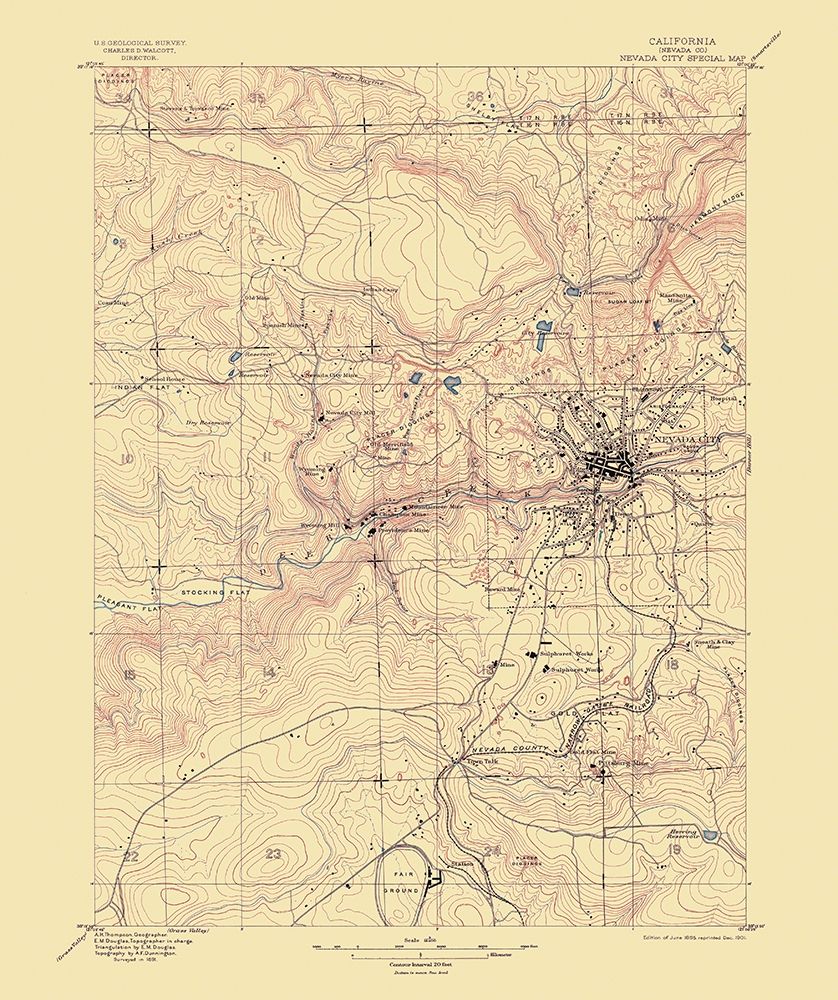 Nevada City California Special - USGS 1895