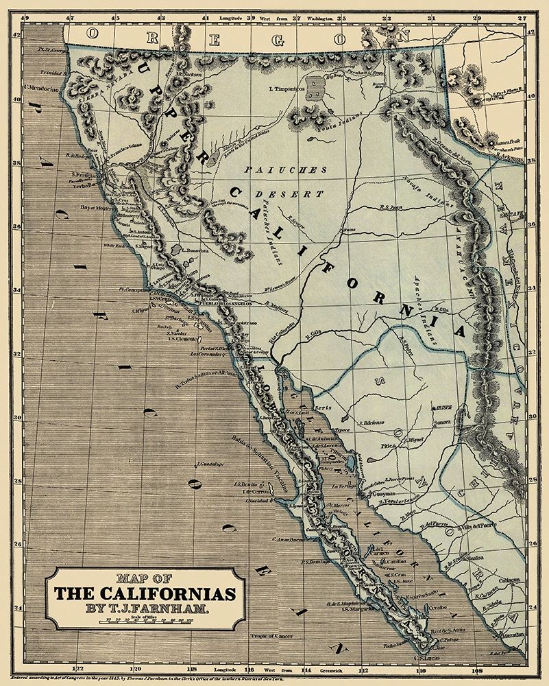 Map of the Californias - Farnham 1845