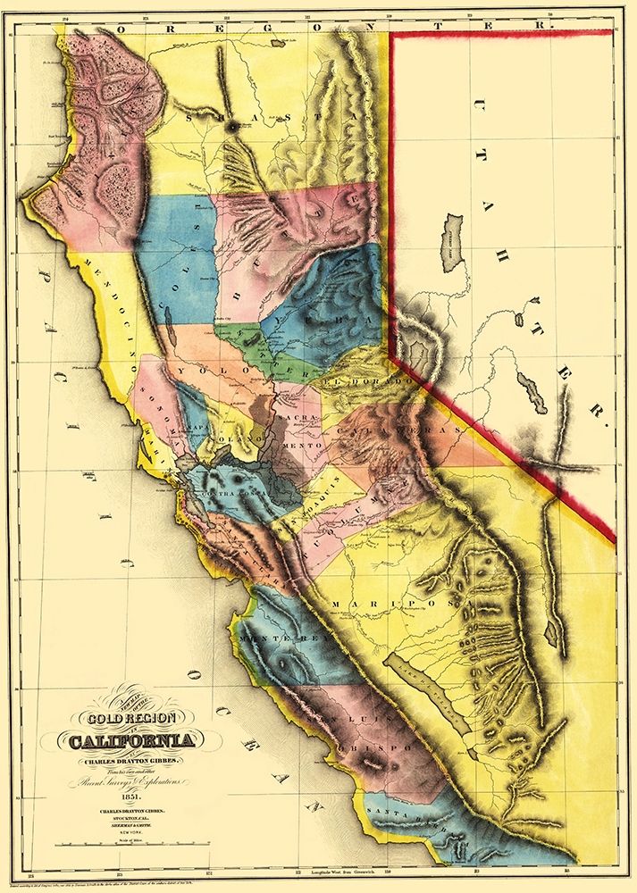 California Gold Region - Sherman 1851