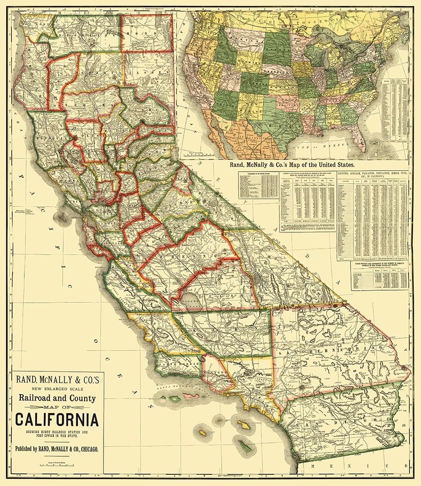 California Railroad and Counties 1883