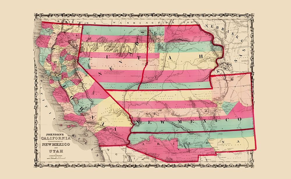 California, New Mexico, Utah - Johnson 1860