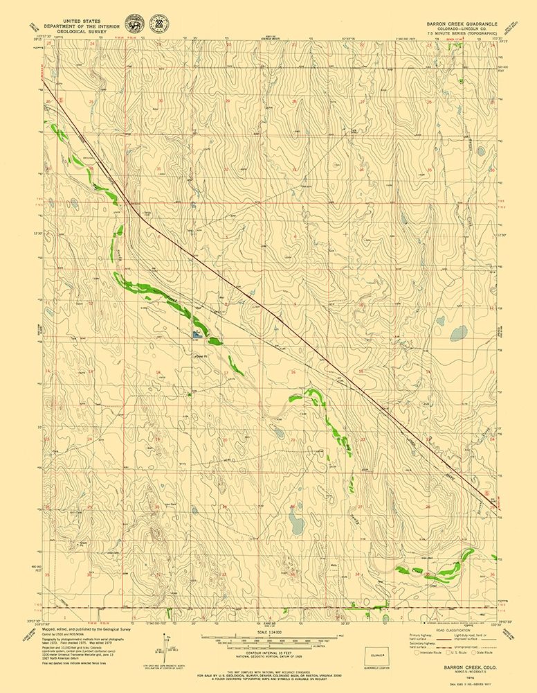 Barron Creek Colorado Quad - USGS 1979- 23 x 29.66