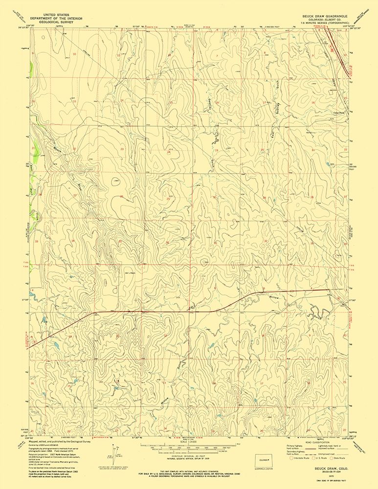 Beuck Draw Colorado Quad- USGS 1970