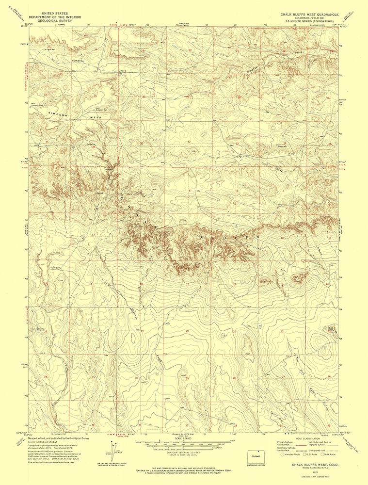 Chalk Bluffs West Colorado Quad - USGS 1972