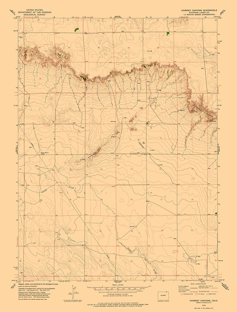 Chimney Canyon Colorado Quad - USGS 1978
