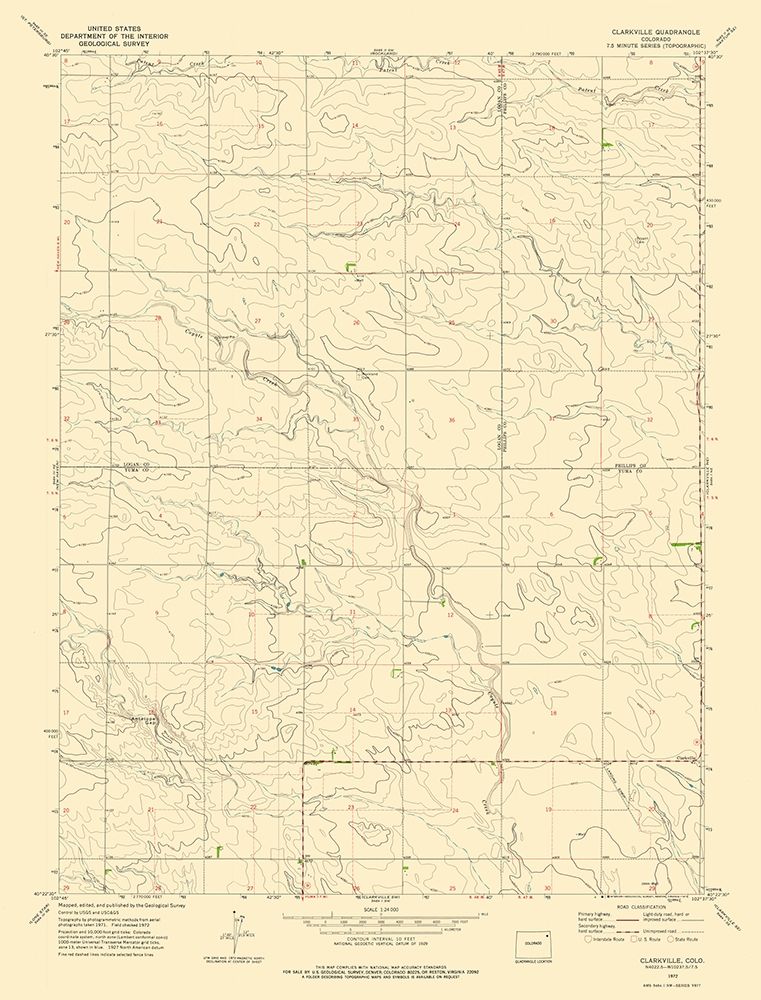 Clarkville Colorado Quad - USGS 1972