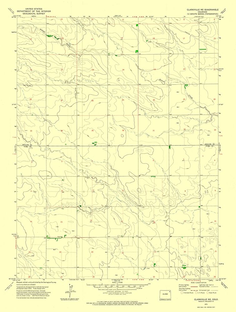 Clarkville NE Colorado Quad - USGS 1971