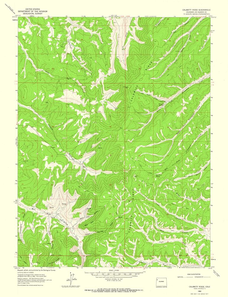 Calamity Ridge Colorado Quad - USGS 1962