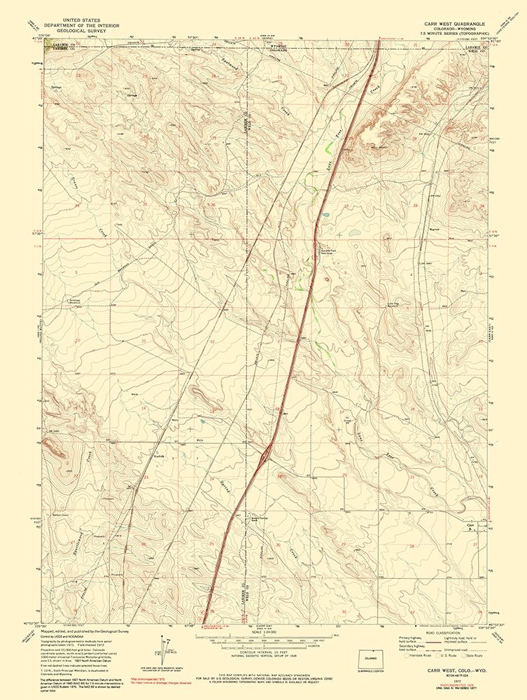 Carr West Colorado Quad - USGS 1975