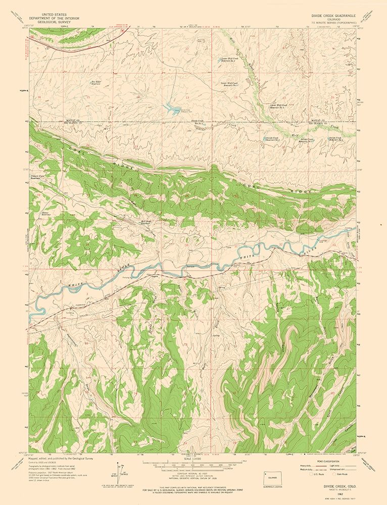 Divide Creek Colorado Quad - USGS 1962