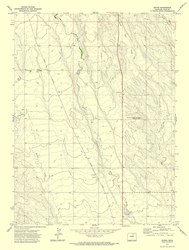 Dover Colorado Quad - USGS 1972