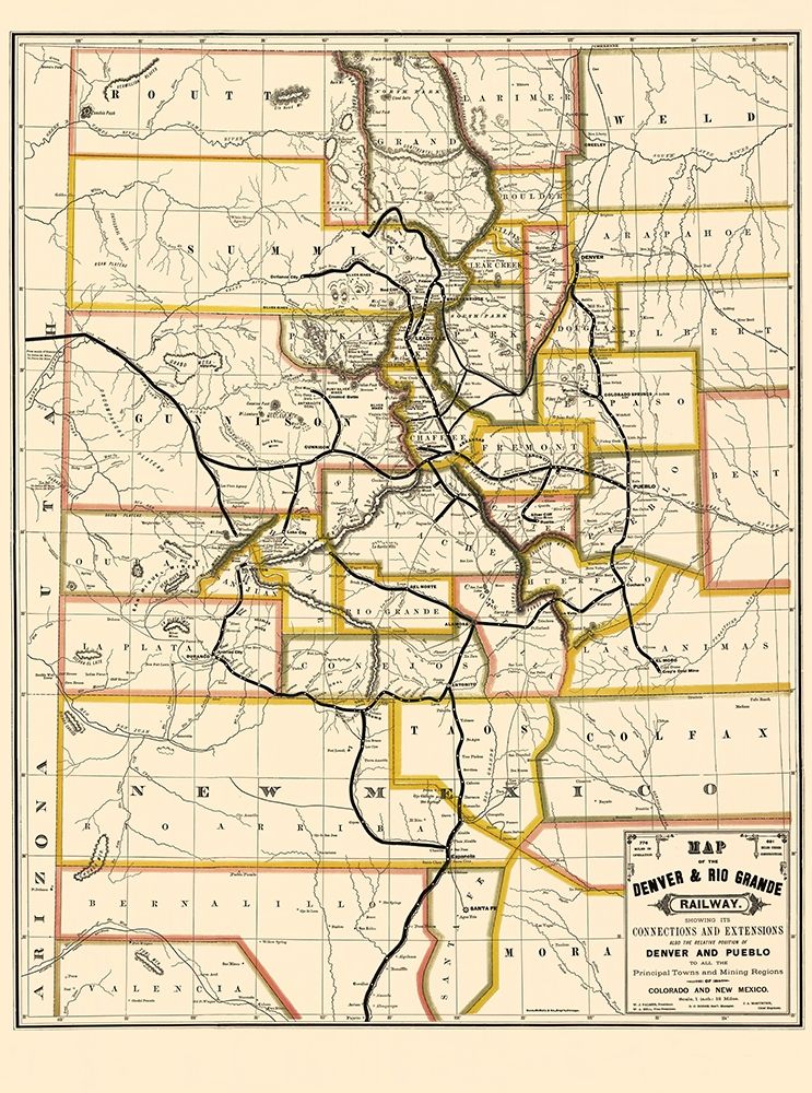 Denver and Rio Grande Railway - Rand McNally 1872