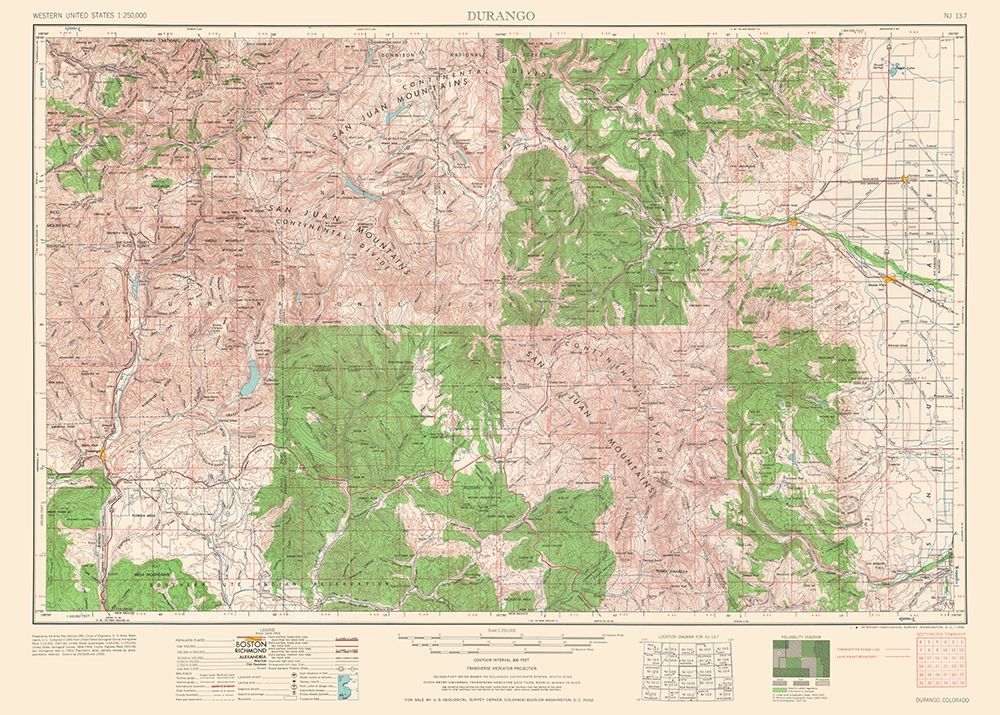 Durango Colorado Quad - USGS 1953