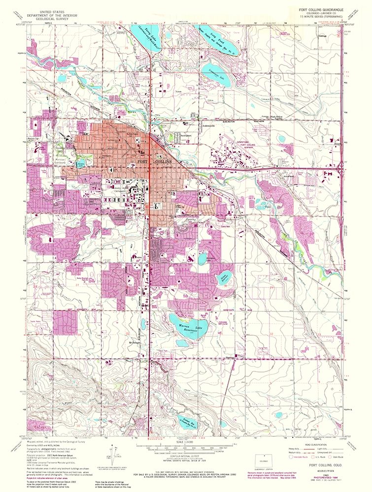 Ft Collins Colorado Quad - USGS 1984