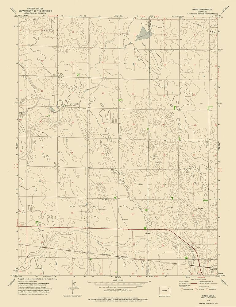 Hyde Colorado Quad - USGS 1972