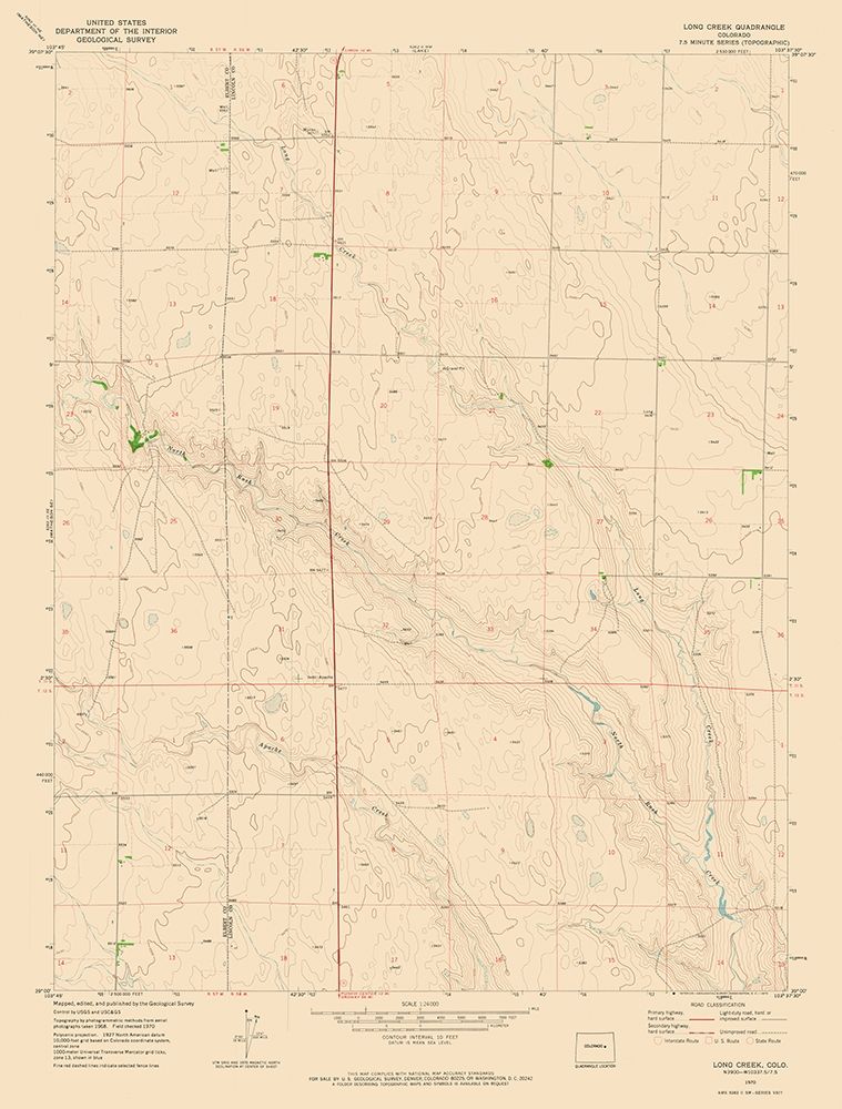 Long Creek Colorado Quad - USGS 1970