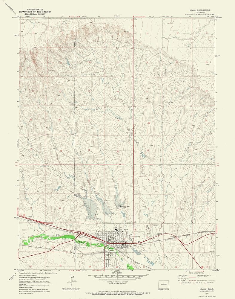 Limon Colorado Quad - USGS 1970