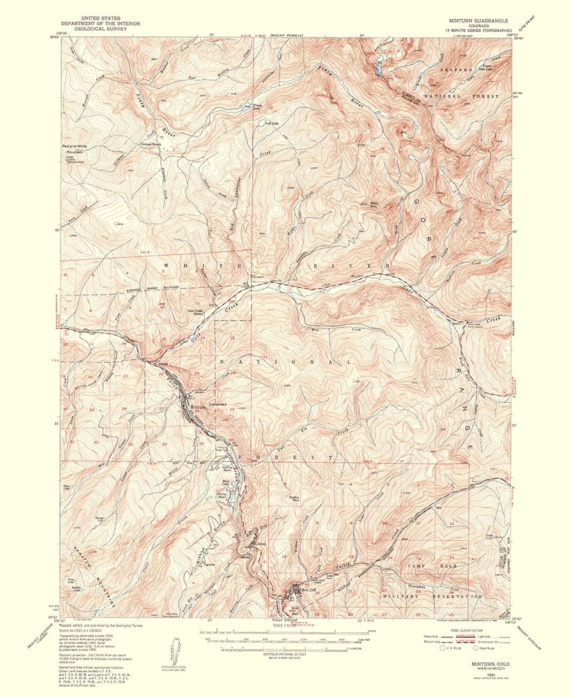 Minturn Colorado Quad - USGS 1954