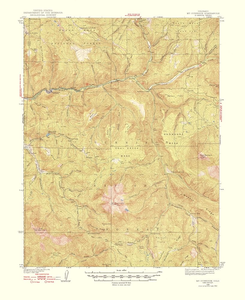 Mt Gunnison Colorado Quad - USGS 1952