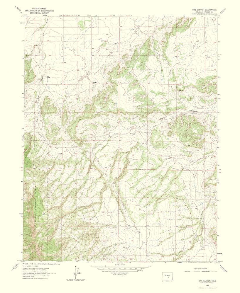 Owl Canyon Colorado Quad - USGS 1965
