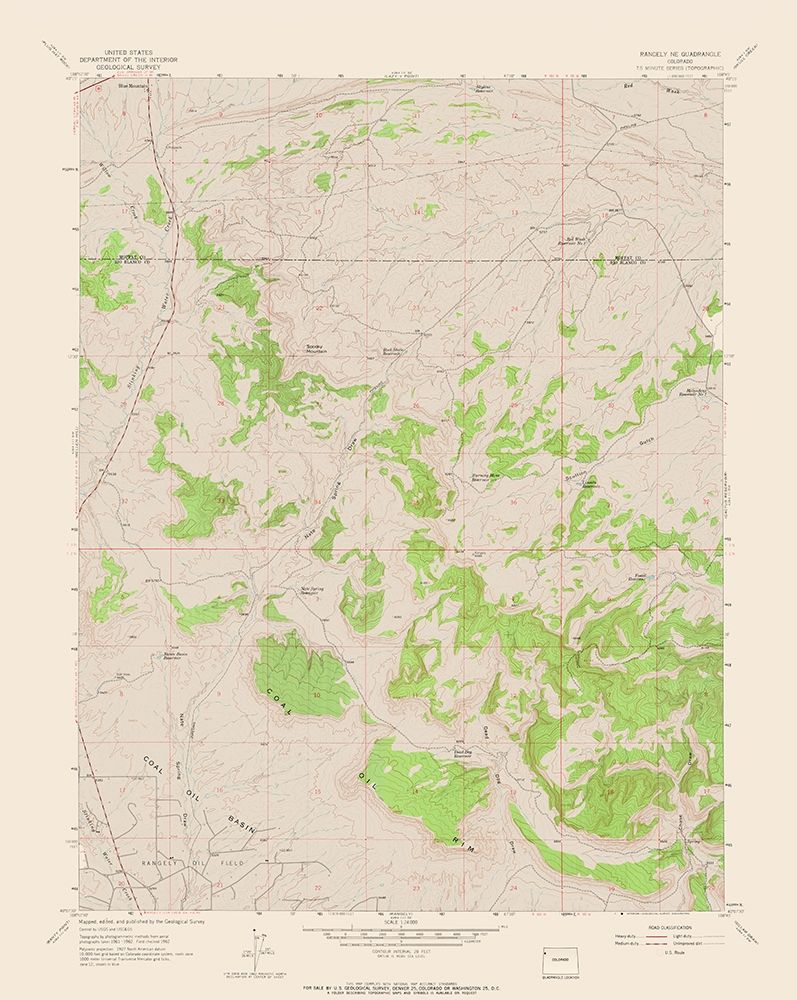 Rangely Colorado Quad - USGS 1962