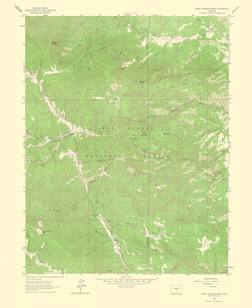 Saint Charles Peak Colorado Quad - USGS 1966