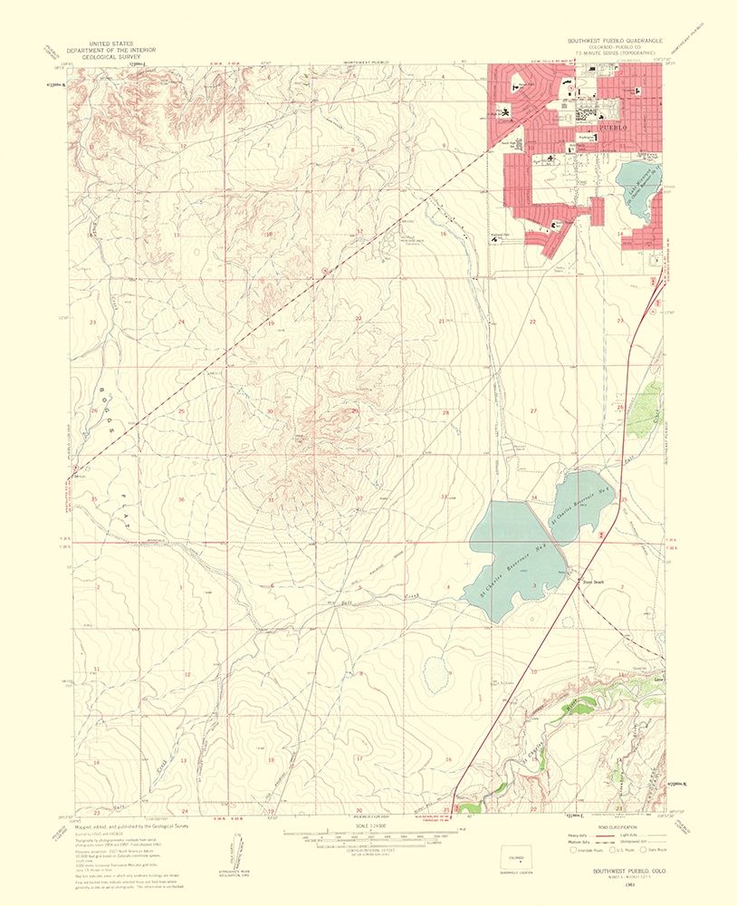 Southwest Pueblo Colorado Quad - USGS 1963