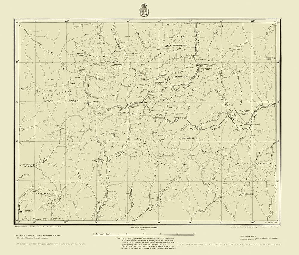 Colorado Southwest Colorado Sheet - US Army 1879