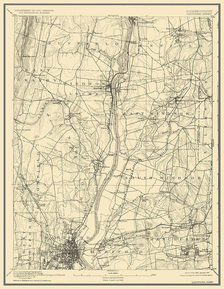 Hartford Connecticut Sheet - USGS 1892