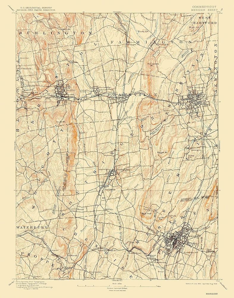 Meridan Connecticut Sheet - USGS 1893