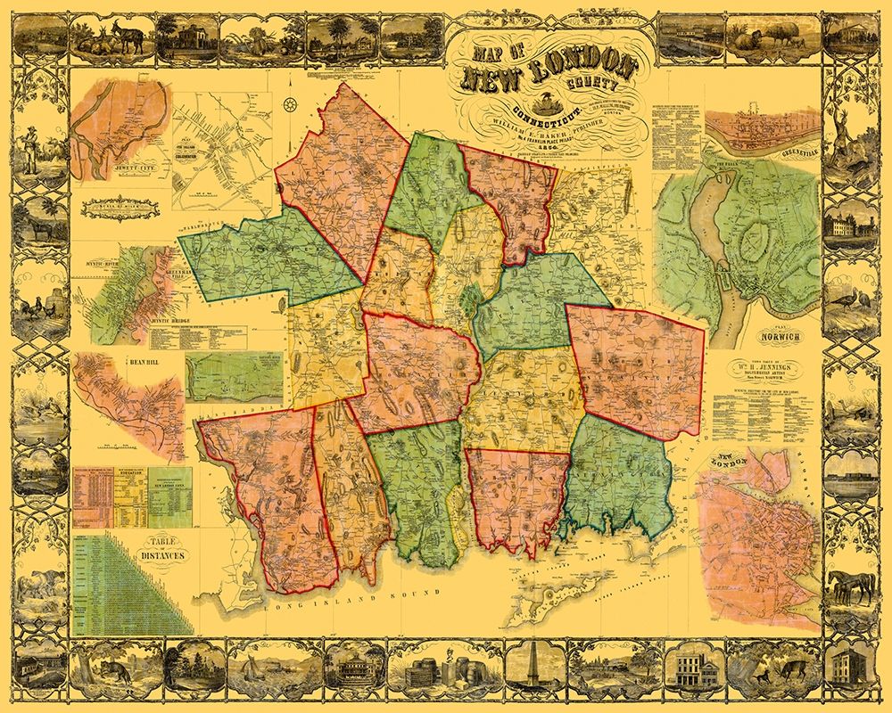 New London Connecticut Landowner - Baker 1854