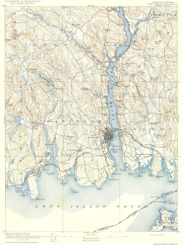 New London Connecticut New York Quad - USGS 1893