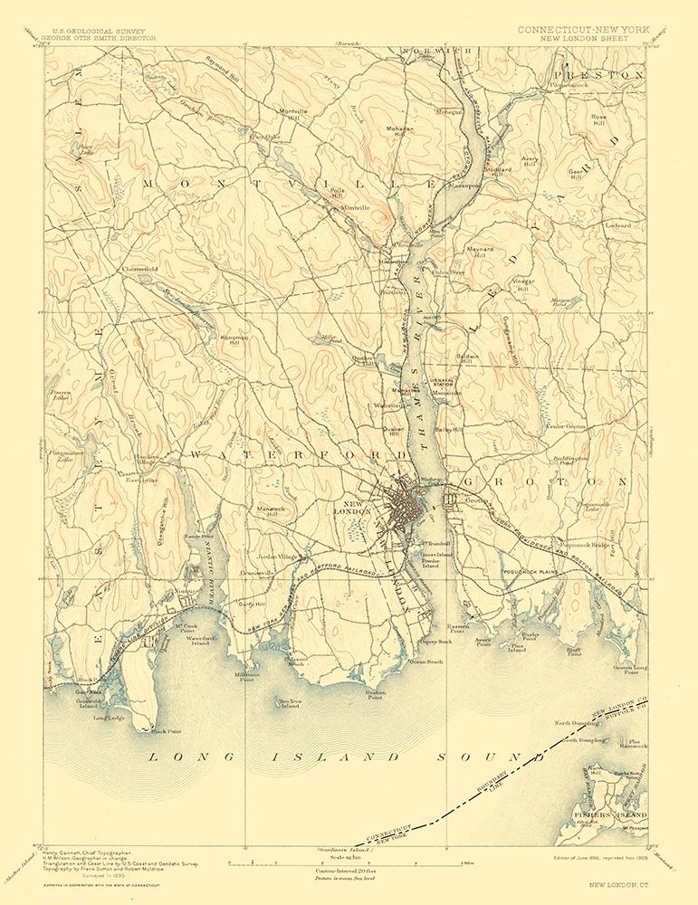 New London Connecticut Sheet - USGS 1893