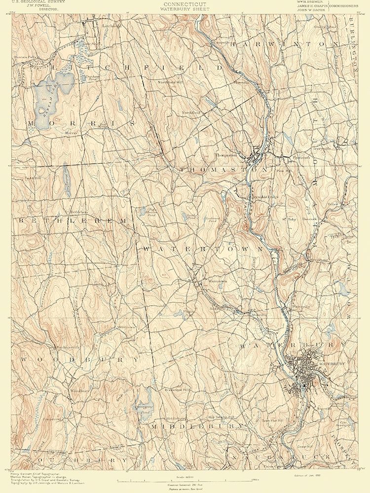 Waterbury Connecticut Sheet - USGS 1892