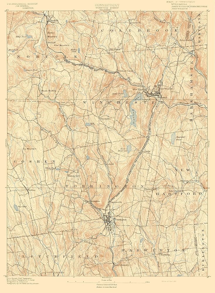 Winsted Connecticut Sheet - USGS 1892