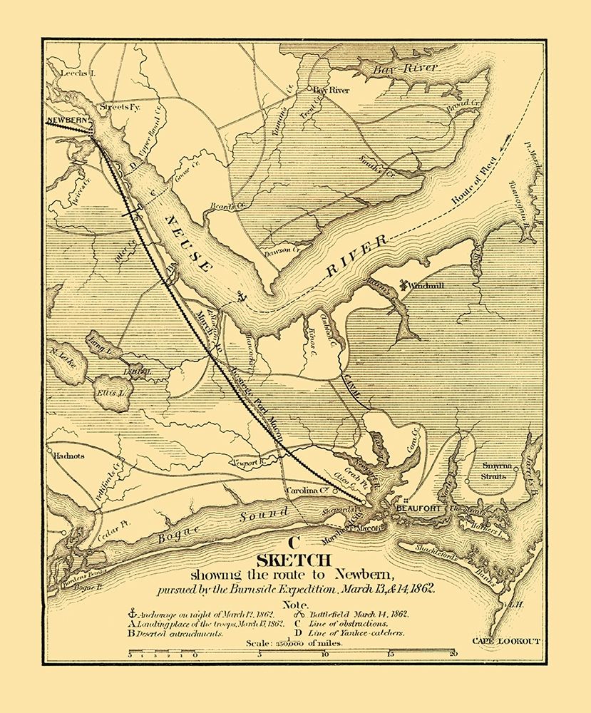 Burnside Expedition Route Newbern North Carolina
