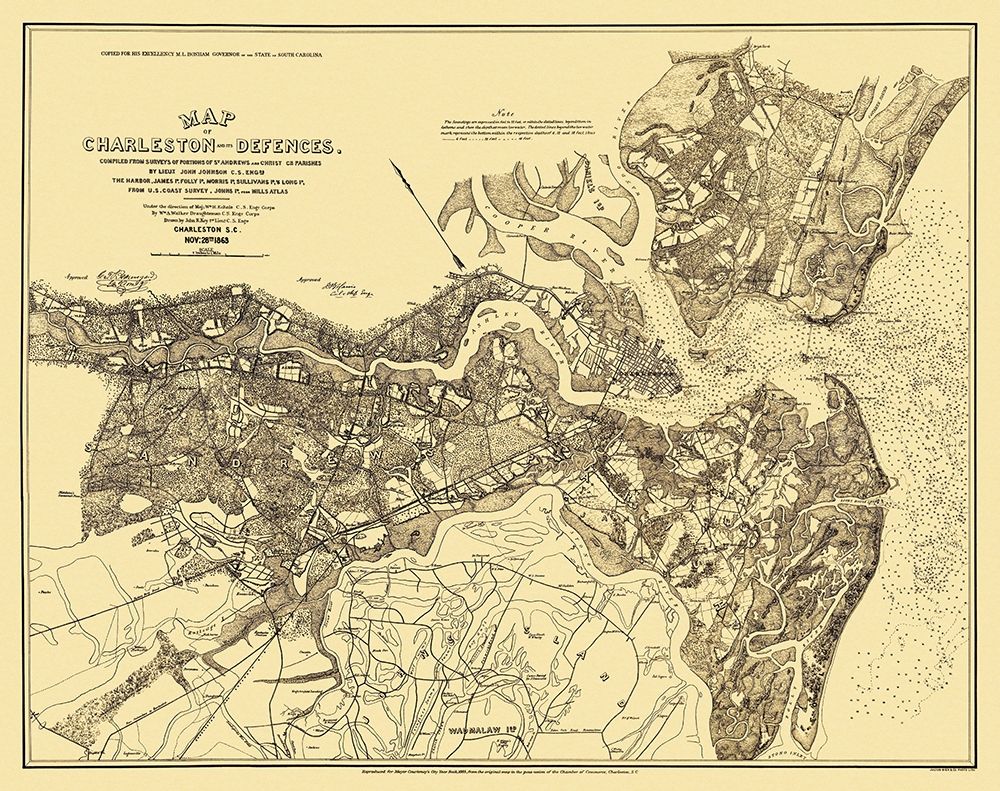 Charleston with Defences - Walker 1885